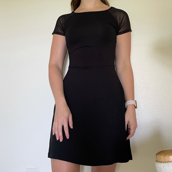 Mesh Sleeve Skater Dress - Picture 1 of 5